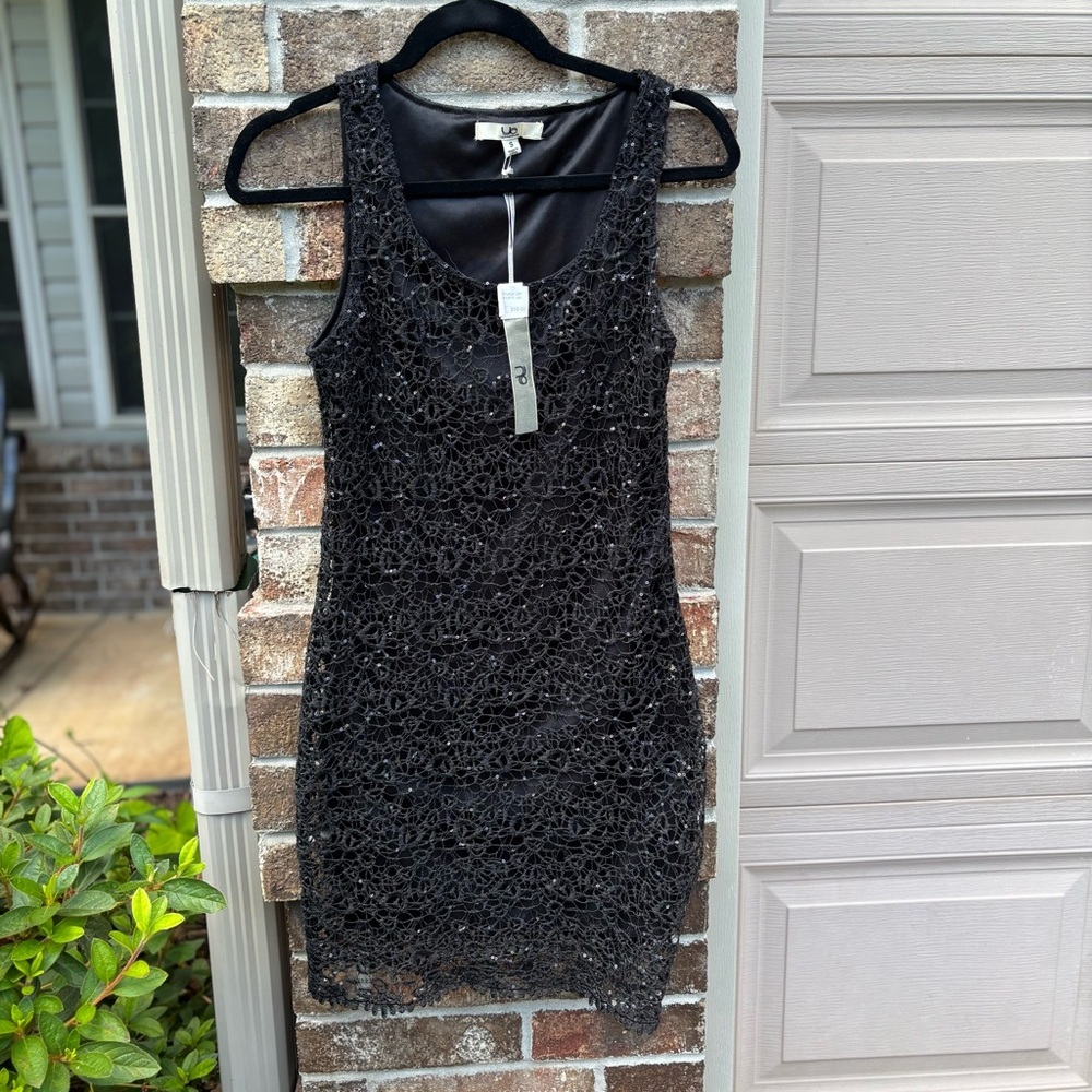 YA Los Angeles Lace Sequin  overlay Little Black Dress NWT size small